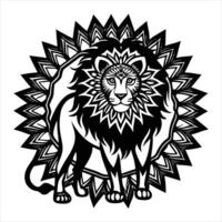 Lion in tribal style with a circular design vector