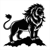 Lion standing on a rock vector