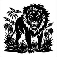 Lion in the jungle vector