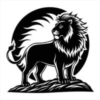 Lion standing on the hill vector