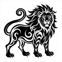 A lion with tribal design on it vector