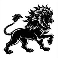 A black and white lion on a white background vector