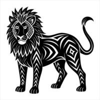 A black and white lion with tribal patterns vector