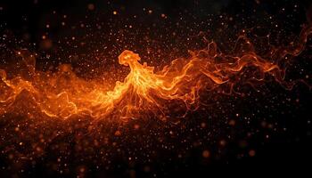 Fiery Ember Burst Flying Sparks Glowing Particles Isolated on Black for Overlay Design Projects photo