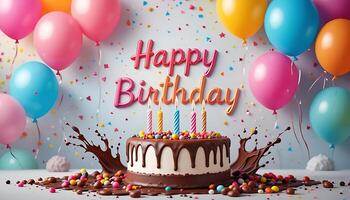 Joyful Birthday Bash Colorful Balloons, Candles, Chocolate Delight party happy sweet image event photo