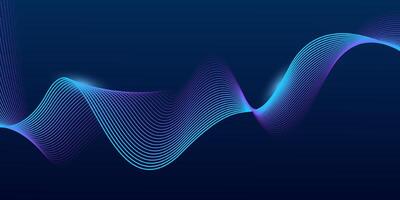 Abstract dark blue background with dynamic wave line Futuristic technology concept vector