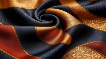 Swirling silk fabric, striped pattern, textured surface, close-up shot, textile background photo