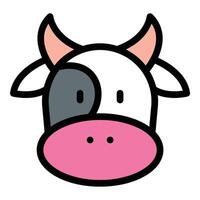 Cow Icon Simplified cow silhouette with rounded body, small horns, and distinct spots in flat line color style. vector