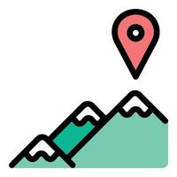 Flat Line Mountain Location Icon A Simple and Modern Adventure Illustration. vector