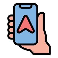 Flat Line Phone Navigation Icon A Simple and Modern Directional Illustration. vector