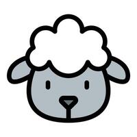 Lamb Icon A simplified lamb silhouette with rounded features, short legs, and a fluffy body outline, illustrated in a flat line color style. vector