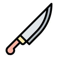Butcher Knife Icon Sharp, Wide Bladed Knife with a Curved Edge and Ergonomic Handle in Flat Line Color Style. vector