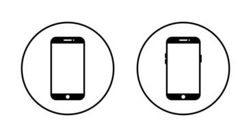 Mobile phone, cellphone icon on circle line vector
