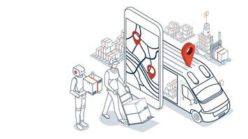 Smart Logistics. A global automated delivery system vector