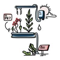 Unique illustration of a vertical farm system. Ideal for projects needing a hand-crafted, personal touch alongside sustainability themes vector