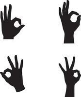Silhouette set of black Hands display the OK sign illustration with white background vector
