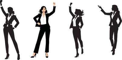 Set of Businesswoman presentation silhouette illustration isolate on white background vector