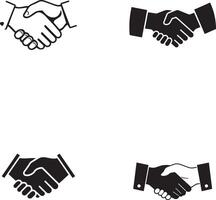 Handshake sign Silhouette and outline illustration with white background vector