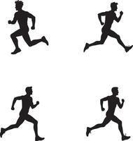 Set of Running Man logo, icon illustration isolate on white background vector