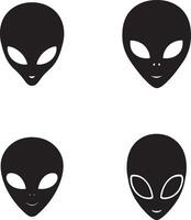 Alien Head sign silhouette set illustration with white background vector