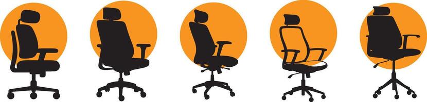 Set of Office chair sign silhouette illustration with white background vector