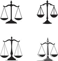 Set of black Balance scale silhouette icon illustration isolate on white background vector