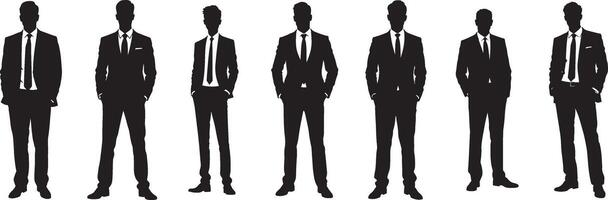 Set of Confident executive silhouette with hands illustration isolate on white background vector