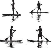 Silhouette black Paddle boarding shape icon illustration isolate on white background vector