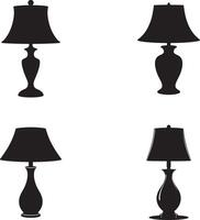 Silhouette set of black Table lamp sign illustration with white background vector
