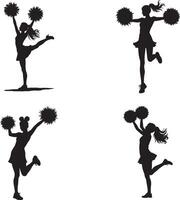 Set of Black cheerleader gesture silhouette icon illustration isolate on white background vector