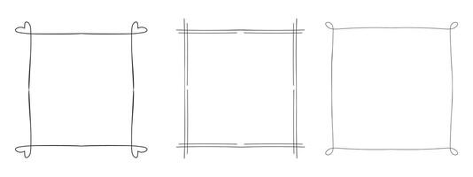 Various frames doodle hand drawn with outline for element and illustration vector