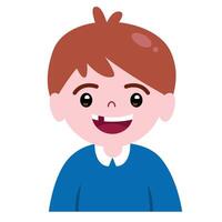 A boy is smiling with broken tooth for dental, hospital and illustration vector