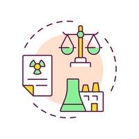 Nuclear law multi color concept icon. Safe peaceful use of energy and materials. Legal regulation of industry. Round shape line illustration. Abstract idea. Graphic design. Easy to use in booklet vector