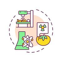 Nuclear technology multi color concept icon. Practical applications of radioactive processes and materials. Round shape line illustration. Abstract idea. Graphic design. Easy to use in booklet vector