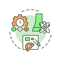 Nuclear engineering multi color concept icon. Safety and efficiency of generated energy. Atomic science branch. Round shape line illustration. Abstract idea. Graphic design. Easy to use in article vector