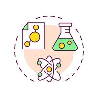 Nuclear science multi color concept icon. Behavior, structure and interactions of atomic nuclei. Radioactivity. Round shape line illustration. Abstract idea. Graphic design. Easy to use in article vector