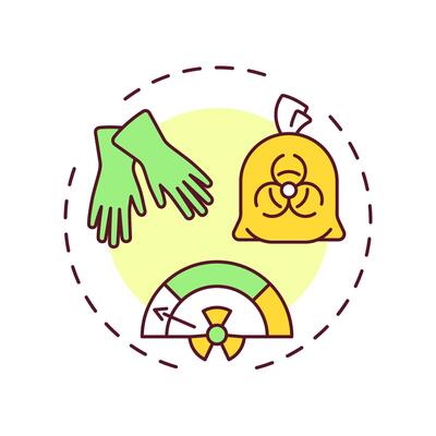 Low level waste multi color concept icon. Minimal shielding for safe handling. Type of nuclear processed materials. Round shape line illustration. Abstract idea. Graphic design. Easy to use in booklet