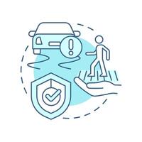 Walk defensively soft blue concept icon. Crossing road carefully. Pedestrian safety rule. Traffic management. Round shape line illustration. Abstract idea. Graphic design. Easy to use in booklet vector