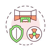 Shielding principle multi color concept icon. Physical barriers to block and reduce hazard. Radiation exposure. Round shape line illustration. Abstract idea. Graphic design. Easy to use in booklet vector