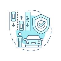 Walk facing oncoming traffic soft blue concept icon. Prevention of road accidents. Pedestrian safety. Round shape line illustration. Abstract idea. Graphic design. Easy to use in brochure vector