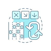 Dynamic lane use control soft blue concept icon. Merge vehicle flow safely. Traffic management strategy. Round shape line illustration. Abstract idea. Graphic design. Easy to use in booklet vector