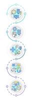 Traffic management strategies infographic vertical sequence. Road transports regulation. Visualization infochart with 5 steps. Circles workflow vector