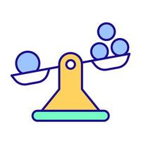 Scales weight RGB color icon. Measurement equipment. Precision control, instrument imbalance. Comparison, accuracy. Isolated illustration. Simple filled line drawing. Editable stroke vector