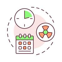 Time principle multi color concept icon. Minimizing duration to low doze of hazard. Radiation exposure. Round shape line illustration. Abstract idea. Graphic design. Easy to use in booklet vector