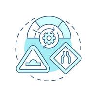 Speed management soft blue concept icon. Traffic calming ensuring strategy. Road safety regulation methods. Round shape line illustration. Abstract idea. Graphic design. Easy to use in brochure vector