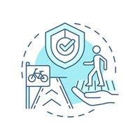 Pedestrian and bicycle safety soft blue concept icon. Secure environment for non motorized road users. Round shape line illustration. Abstract idea. Graphic design. Easy to use in booklet vector