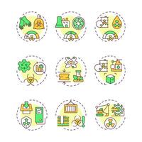 Nuclear waste management multi color concept icons. Radioactive materials treatment techniques. Environment care. Icon pack. Round shape illustrations for presentation. Abstract idea vector