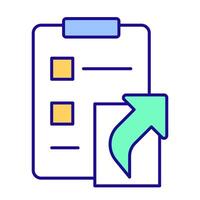 Task list RGB color icon. Checklist clipboard, document. Compliance, regulation. Feedback, survey. Company paperwork. Isolated illustration. Simple filled line drawing. Editable stroke vector