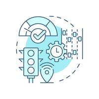 Traffic flow management soft blue concept icon. Real time adjustments of road infrastructure. Vehicle regulation. Round shape line illustration. Abstract idea. Graphic design. Easy to use in booklet vector