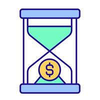 Time value RGB color icon. Clock sand, hourglass. Tracking, control. Corporate management, organization. Profit, income. Isolated illustration. Simple filled line drawing. Editable stroke vector